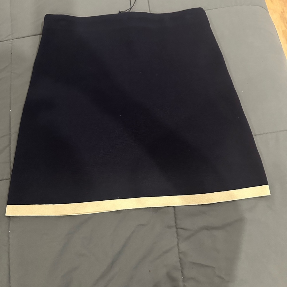 Zara Black Mini Skirt with Cream Hem